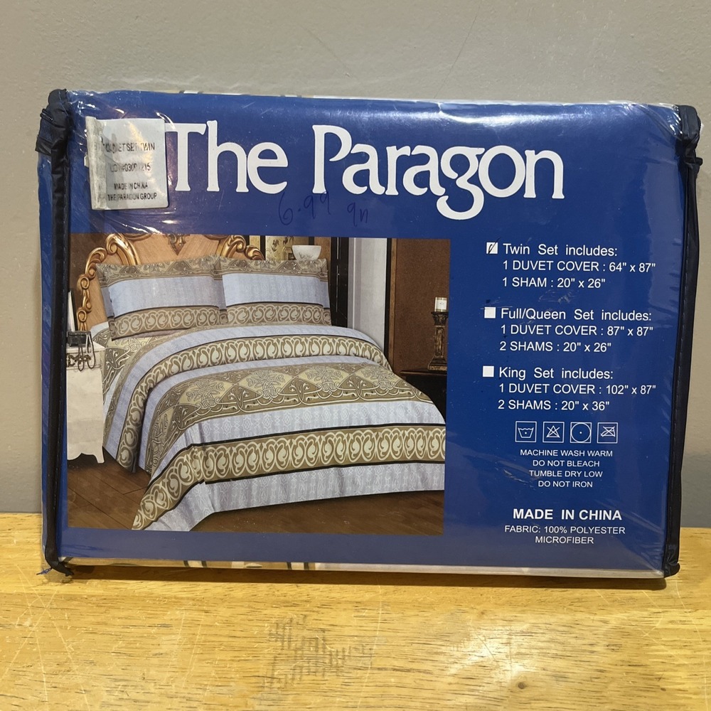 The Paragon NIB Vintage Eternity Knot Hieroglyphics Twin‎ Duvet Set Microfiber